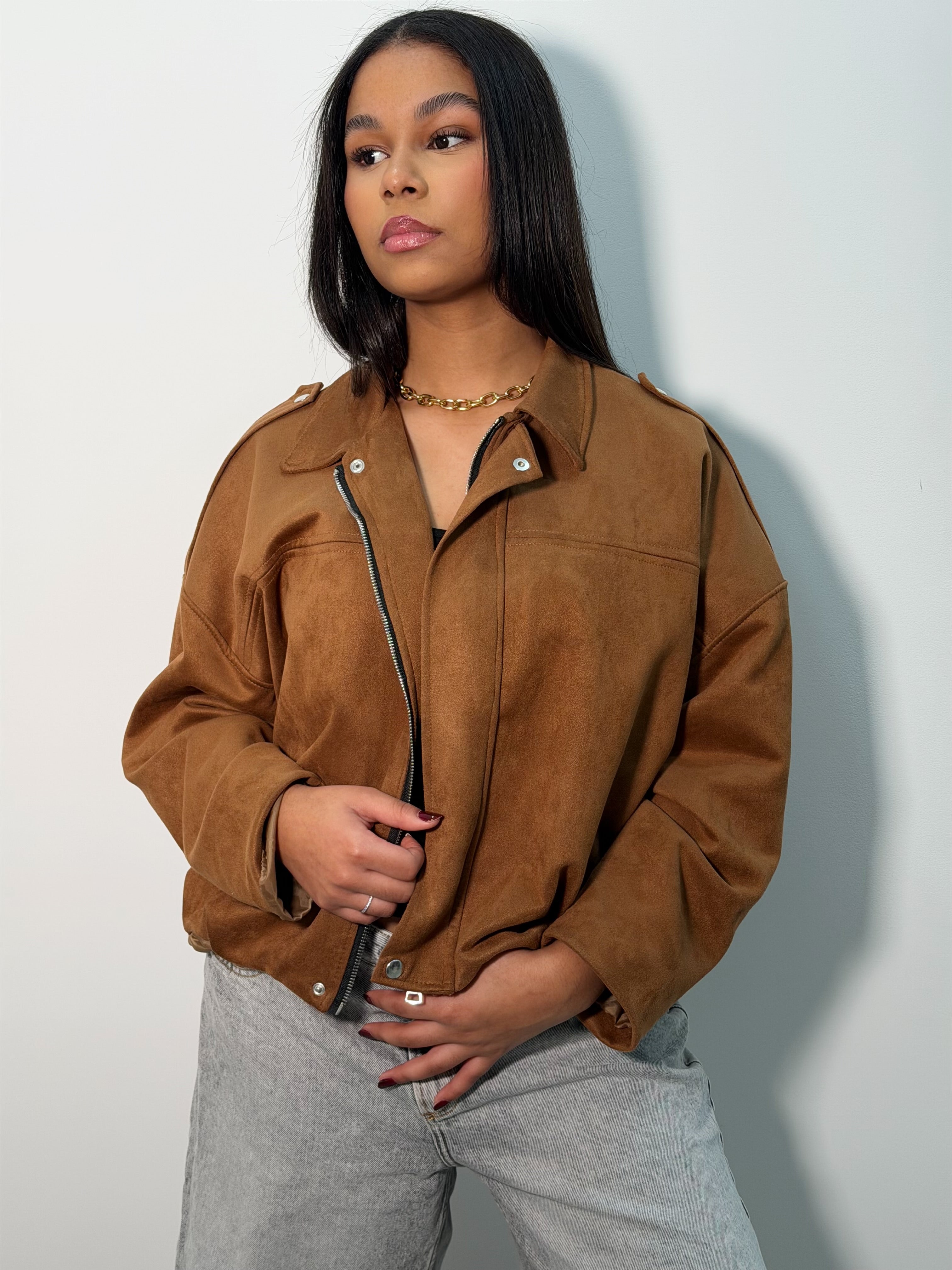 Veste suédine Camel