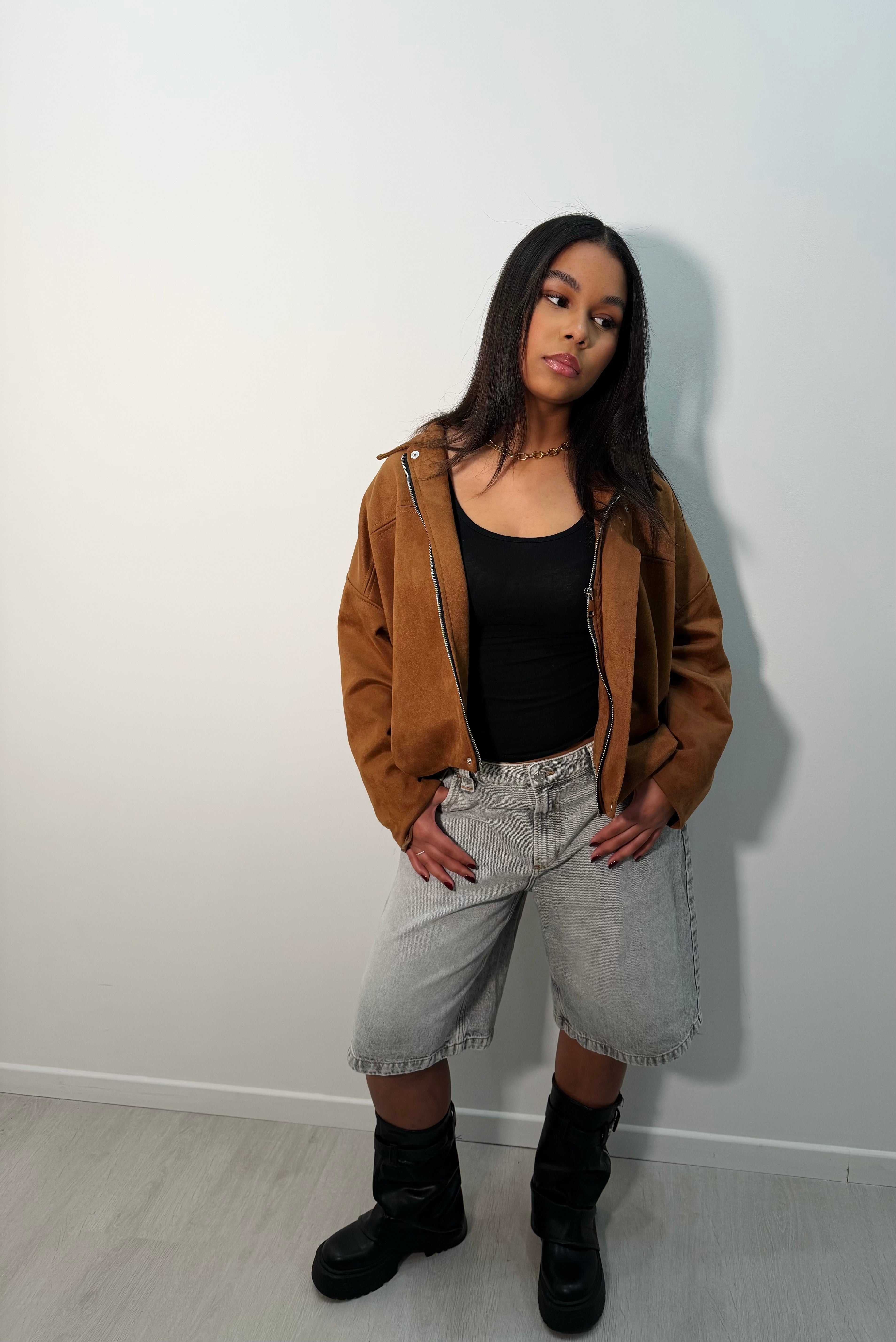 Veste suédine Camel