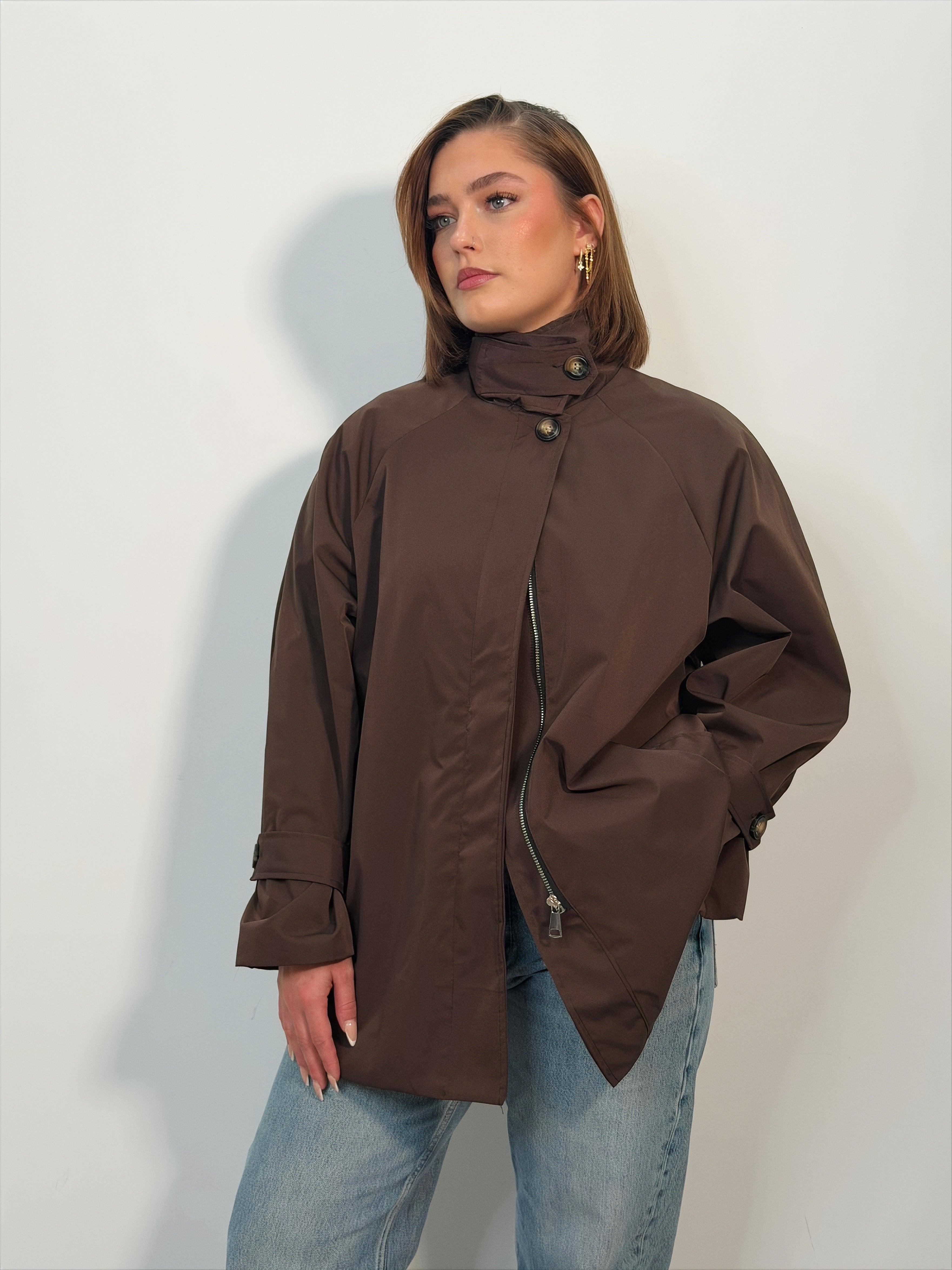 Trench mi-long chocolat